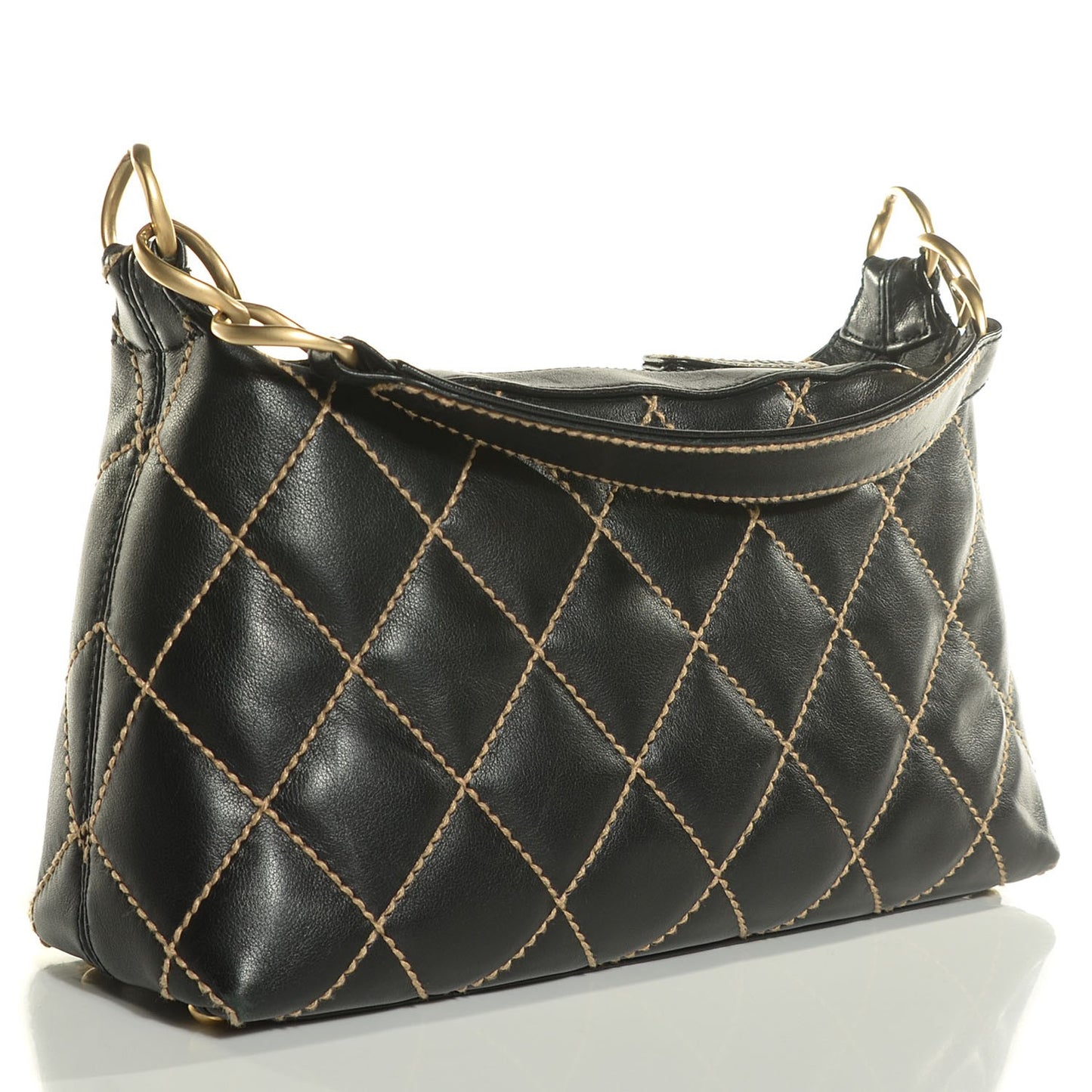 Calfskin Wild Stitch Hobo Black