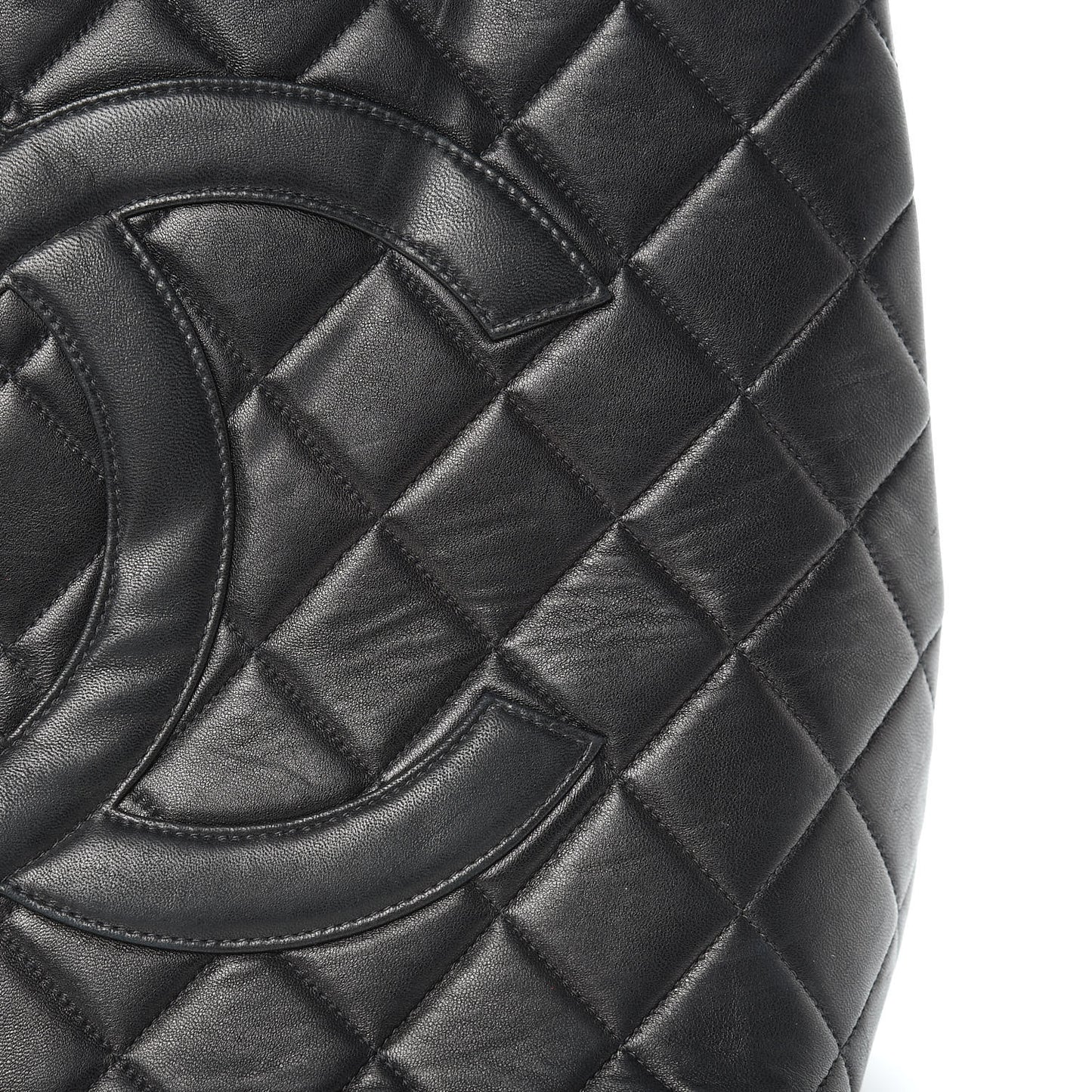 Lambskin Quilted Medallion Tote Black