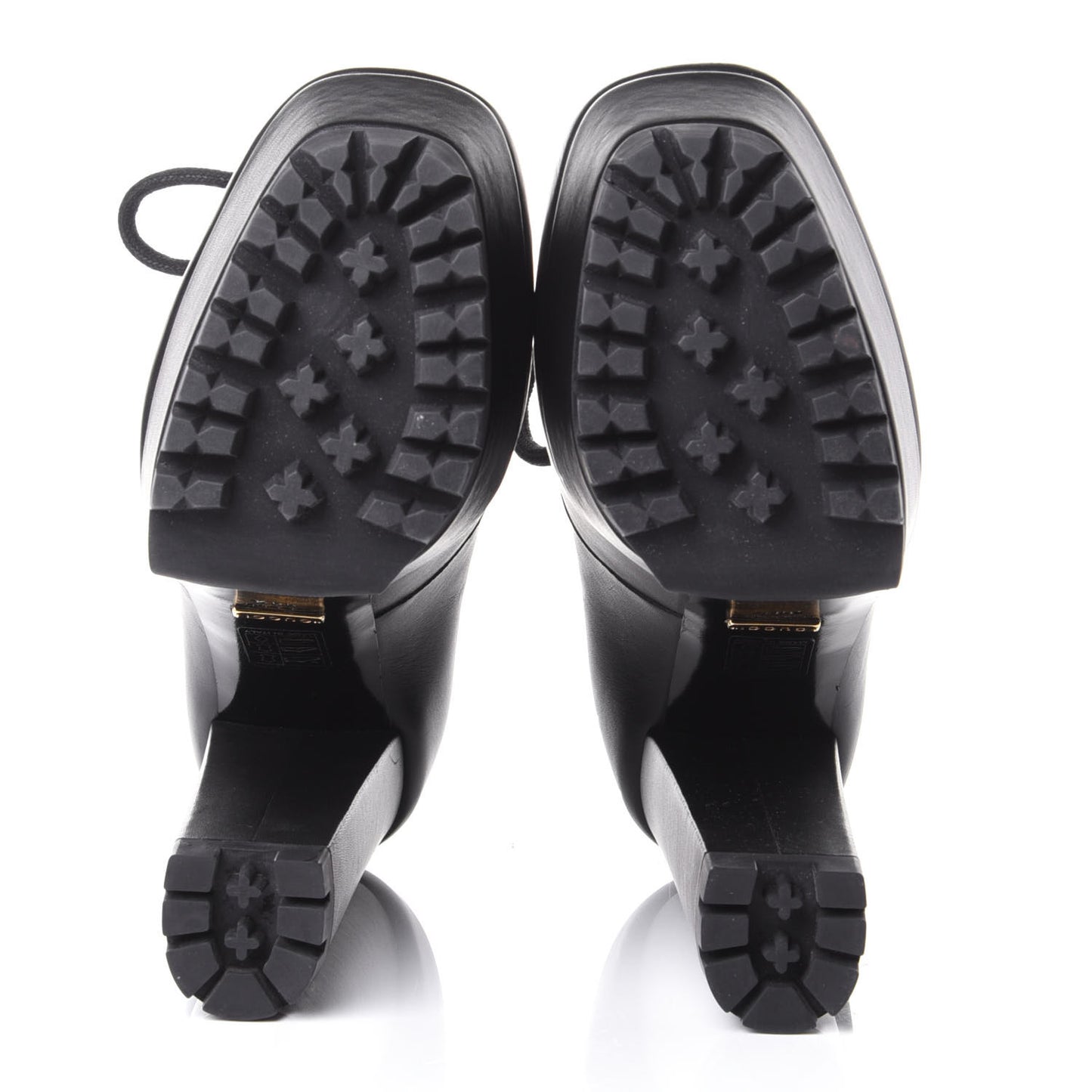 Calfskin Combat Platform Ankle Boots 38.5 Black