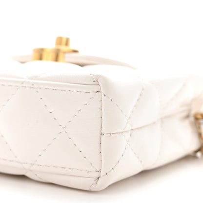 Chanel Shiny Aged Calfskin Quilted Mini Nano Kelly Shopper White 10 of 11