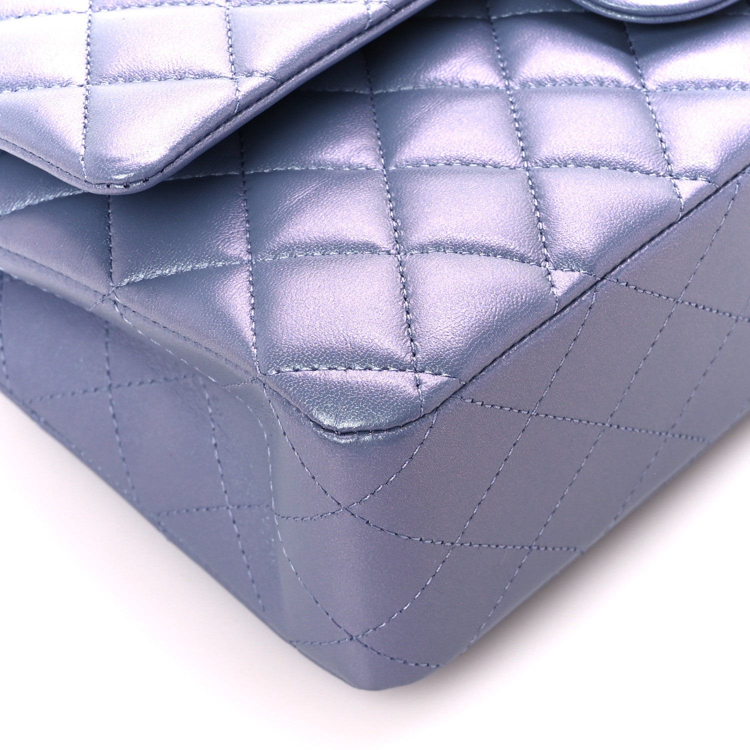Chanel Iridescent Lambskin Quilted Medium Double Flap Light Purple 10 of 12