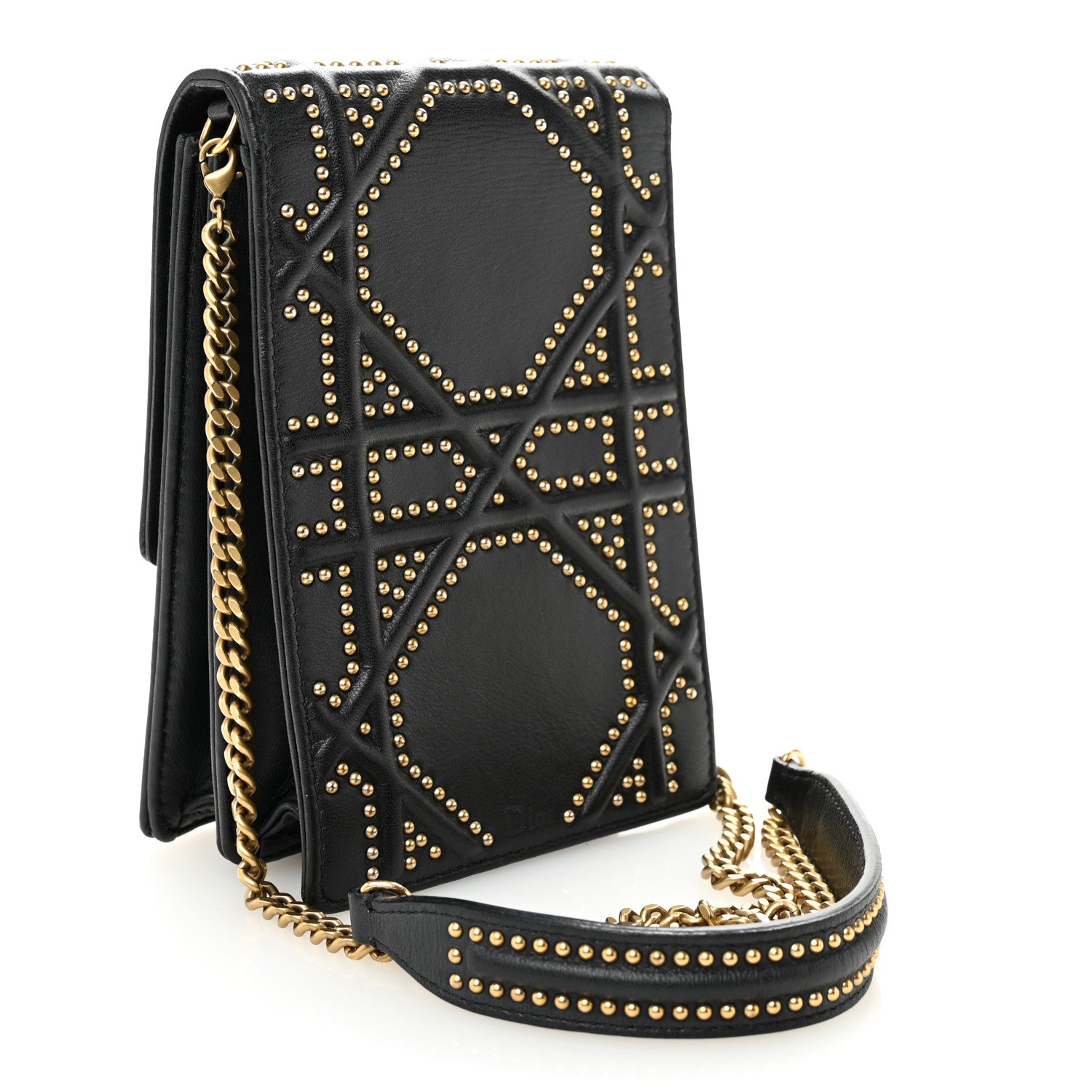 Christian Dior Lambskin Studded Vertical Diorama Black 3 of 10