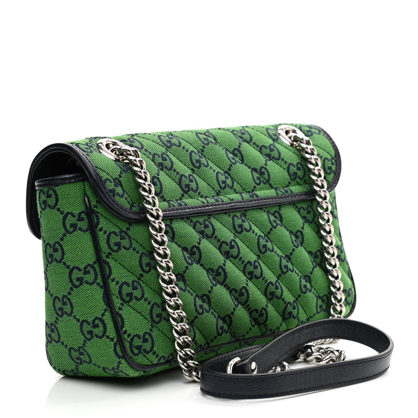 Monogram Multicolor Matelasse Diagonal Small GG Marmont Shoulder Bag Green Blue