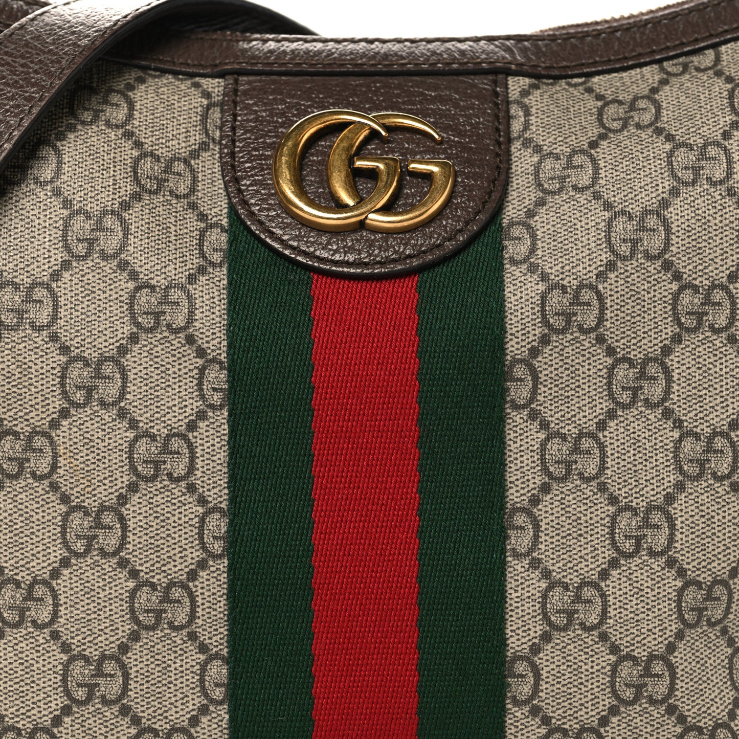 GG Supreme Monogram Web Small Ophidia Half Moon Hobo Brown
