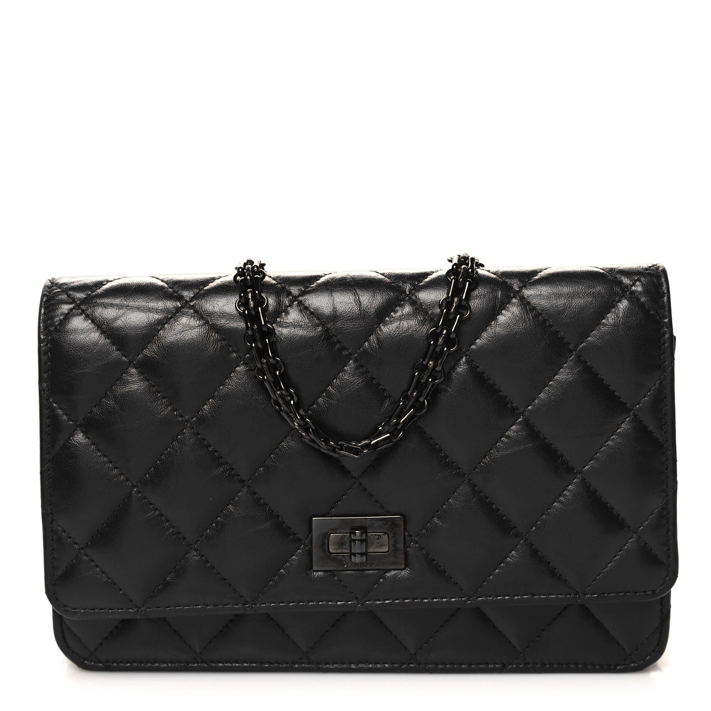 Aged Calfskin Quilted Reissue 2.55 Wallet On Chain WOC So Black