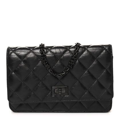 Chanel Aged Calfskin Quilted Reissue 2.55 Wallet On Chain WOC So Black 1 of 11