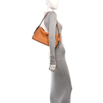 Prada Soft Calfskin Medium Aimee Shoulder Bag Amber 2 of 9