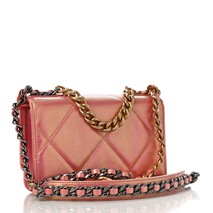 Chanel Iridescent Calfskin Quilted Chanel 19 Wallet On Chain WOC Pink 3 of 12