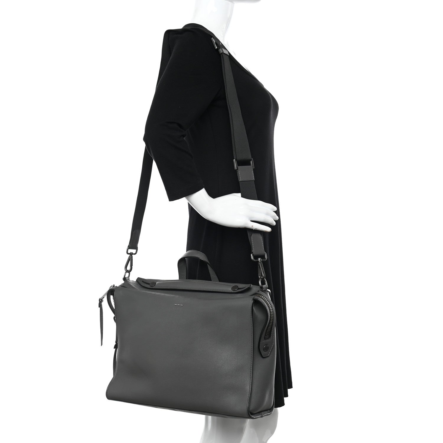 Fendi Vitello Dolce Lui Urban Briefcase Carbone 2 of 17
