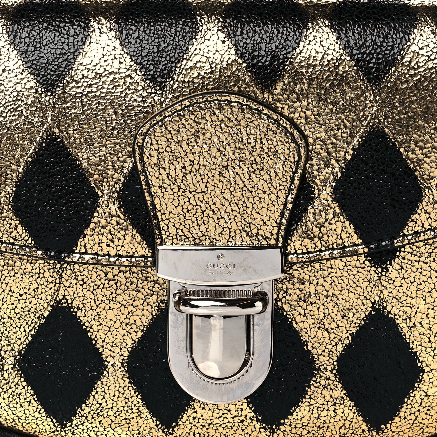Gucci Metallic Cracked Calfskin Belt Bag Gold Black 9 of 11
