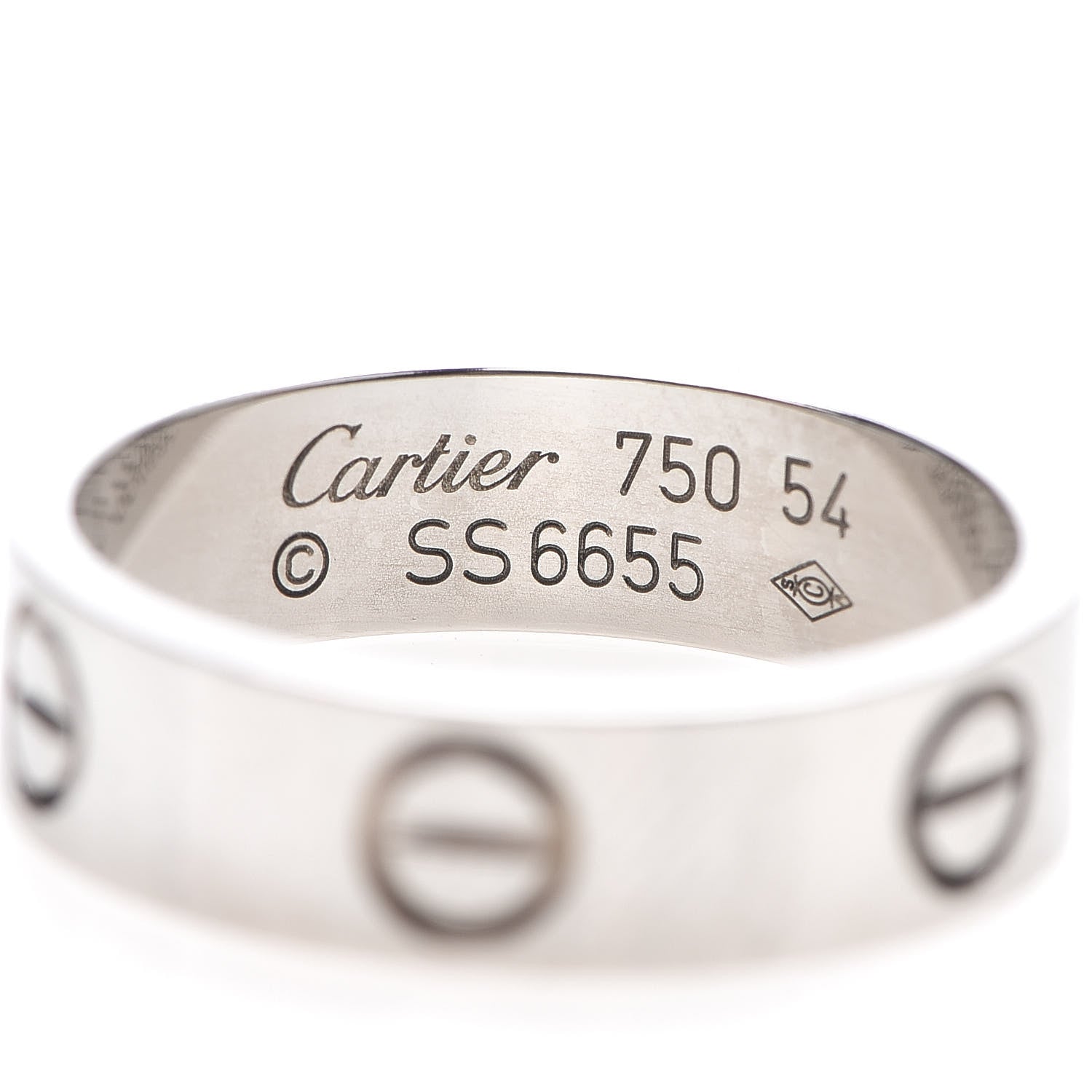 Cartier 18K White Gold 5.5mm LOVE Ring 54 6.75 4 of 5