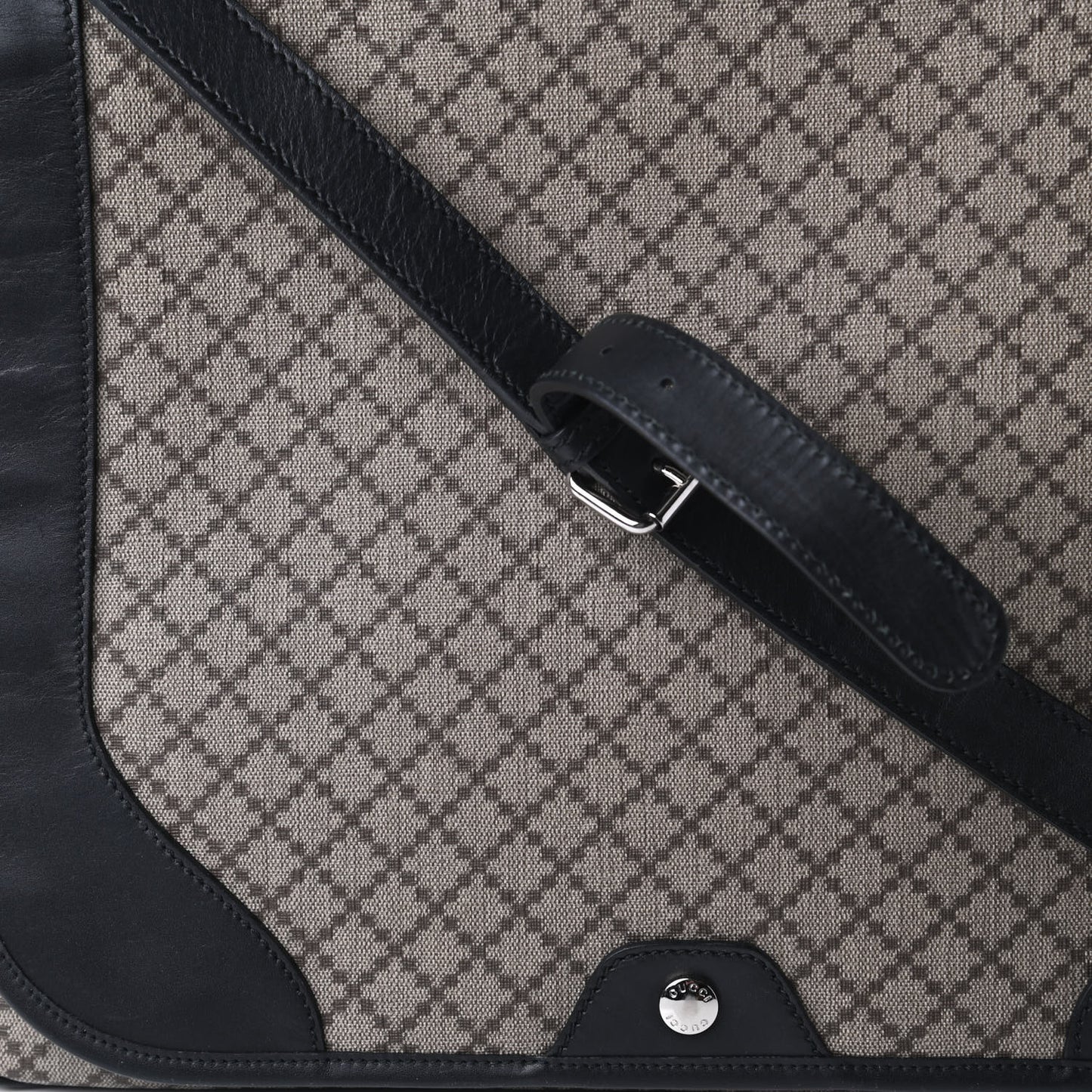 Diamante Large Flap Messenger Bag Beige Black