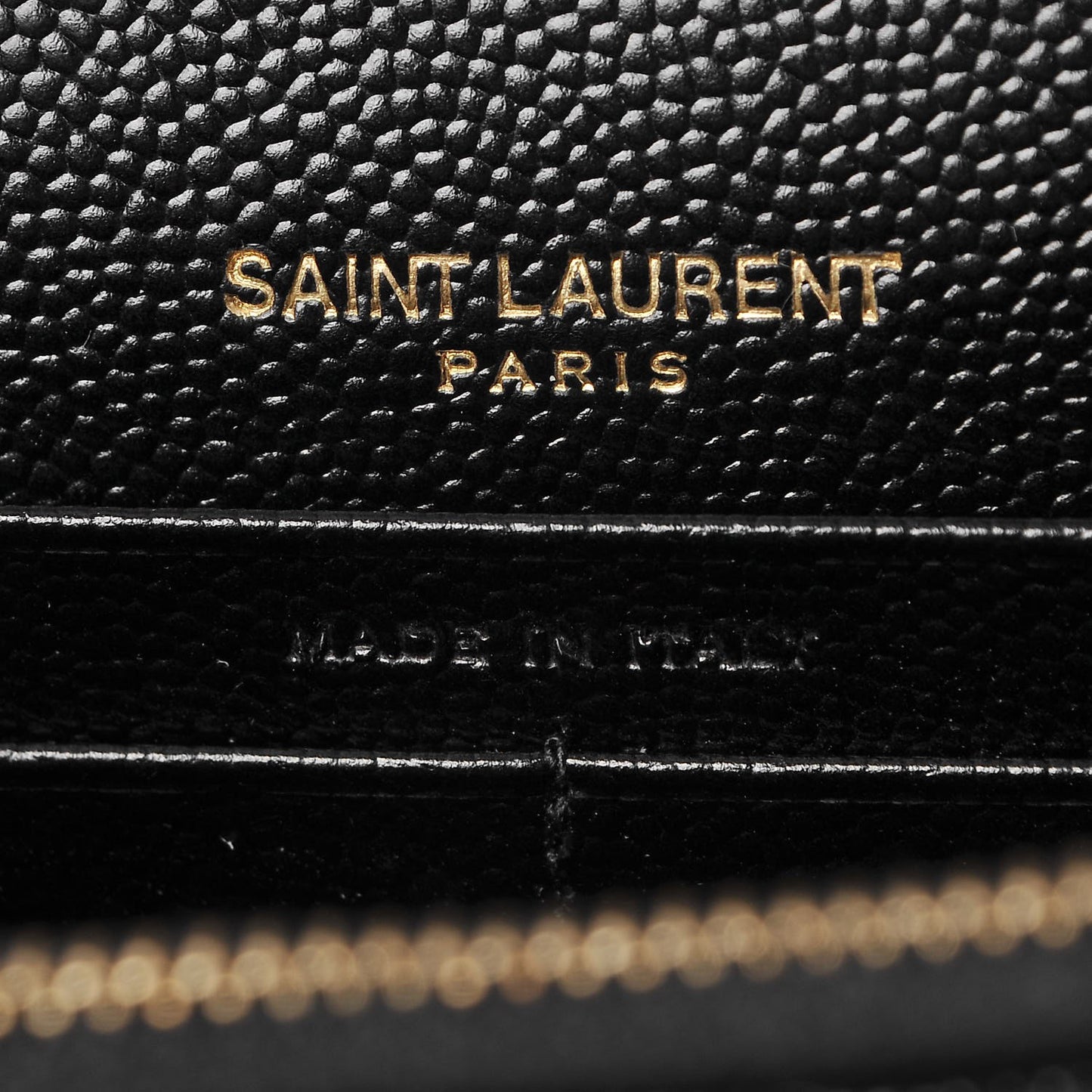 Grain De Poudre Matelasse Chevron Monogram Envelope Chain Wallet Black
