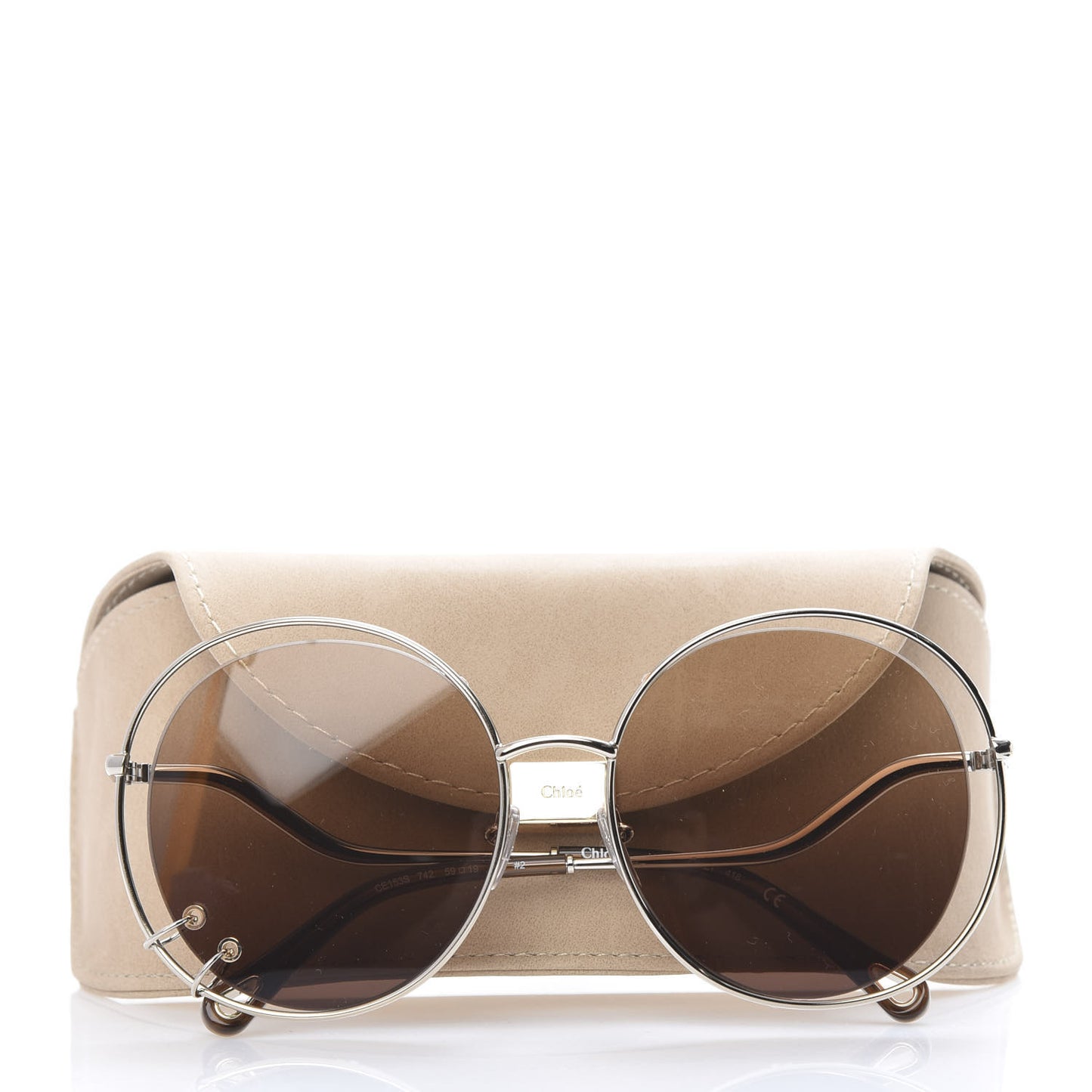 Oversize Round Sunglasses CE153S Silver Brown
