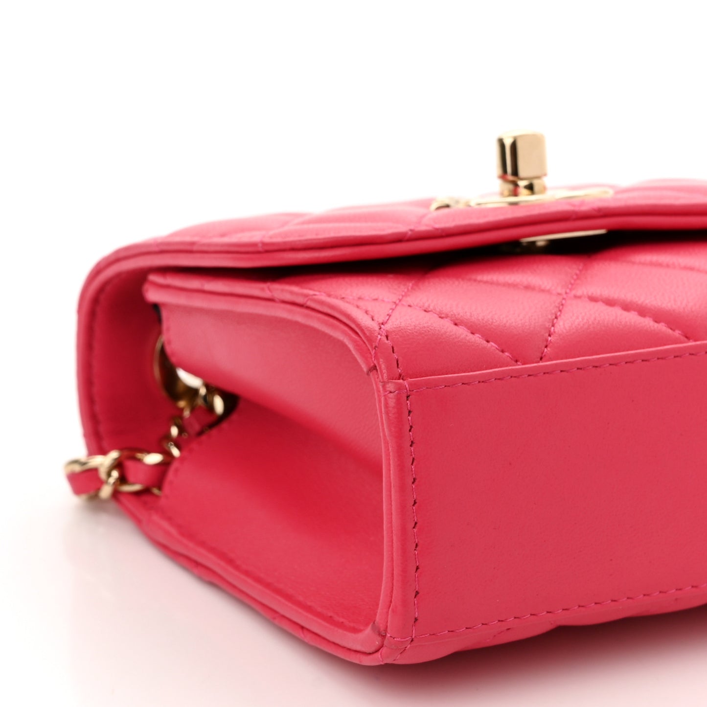 Lambskin Quilted Mini Trendy CC Clutch With Chain Dark Pink