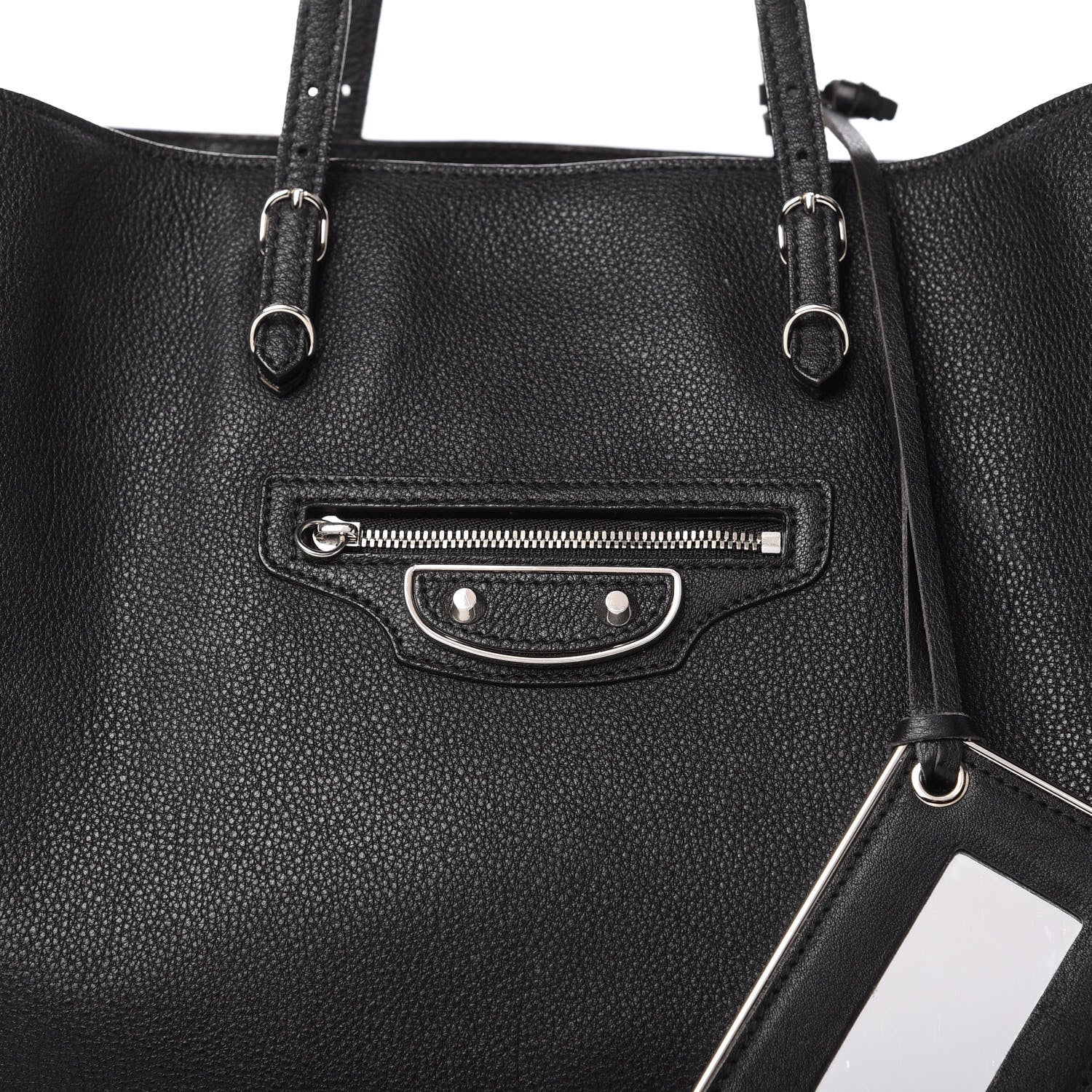 Balenciaga Grained Calfskin Silver Metallic Edge Hardware Papier A4 Tote Black 10 of 15