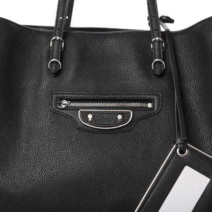 Balenciaga Grained Calfskin Silver Metallic Edge Hardware Papier A4 Tote Black 10 of 15