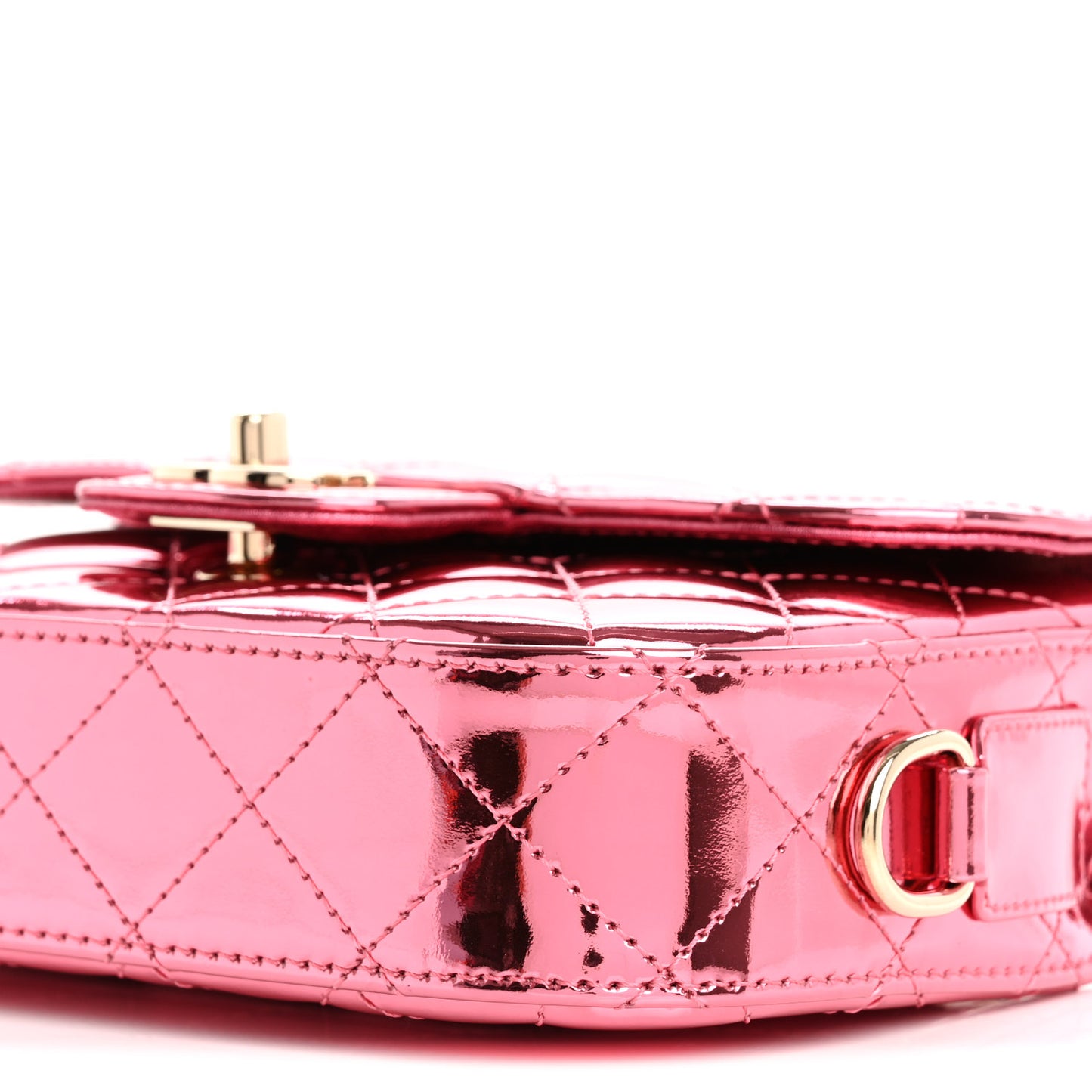 Mirror Calfskin Metallic Lambskin Quilted Hollywood Boulevard Mini Flap With Star Coin Purse Pink