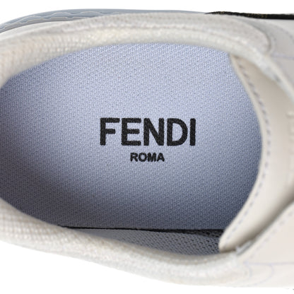 Fendi Fabric Jacquard Vitello Technical Fabric FF Womens Fendi Force Low Top Sneakers 38 Tobacco Black Ultrawhite White 8 of 10