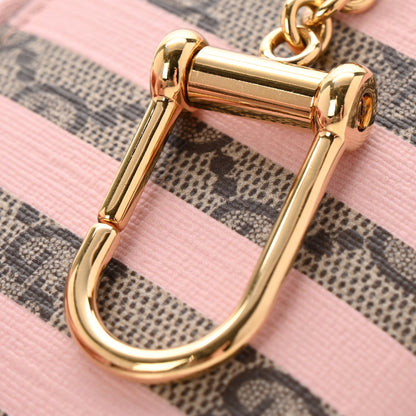 Gucci Supreme Monogram Vitello Eclipse Enamel Striped GG Key Card Case Beige Ebony Pink 8 of 8