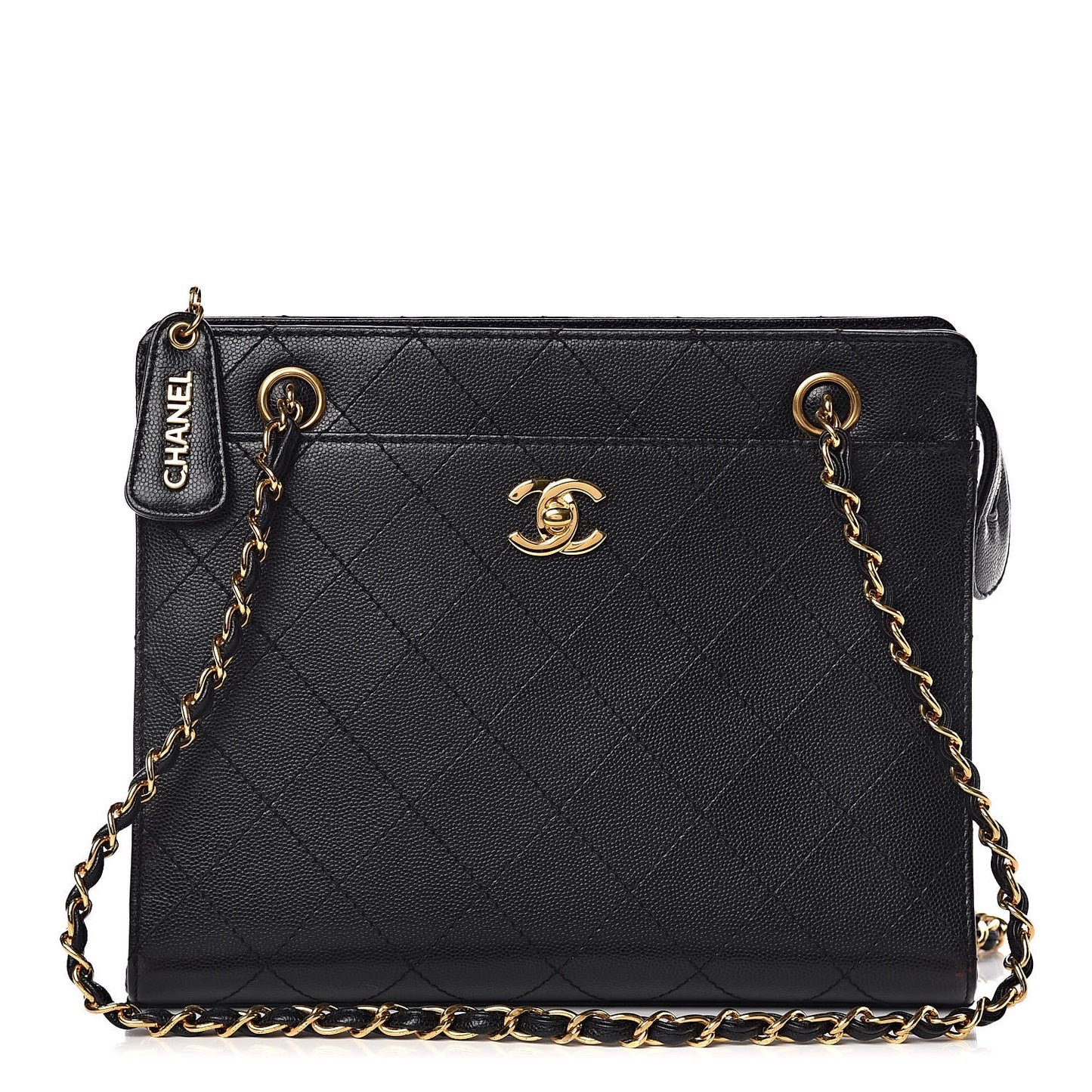 Caviar Diamond Stitched Shoulder Bag Black