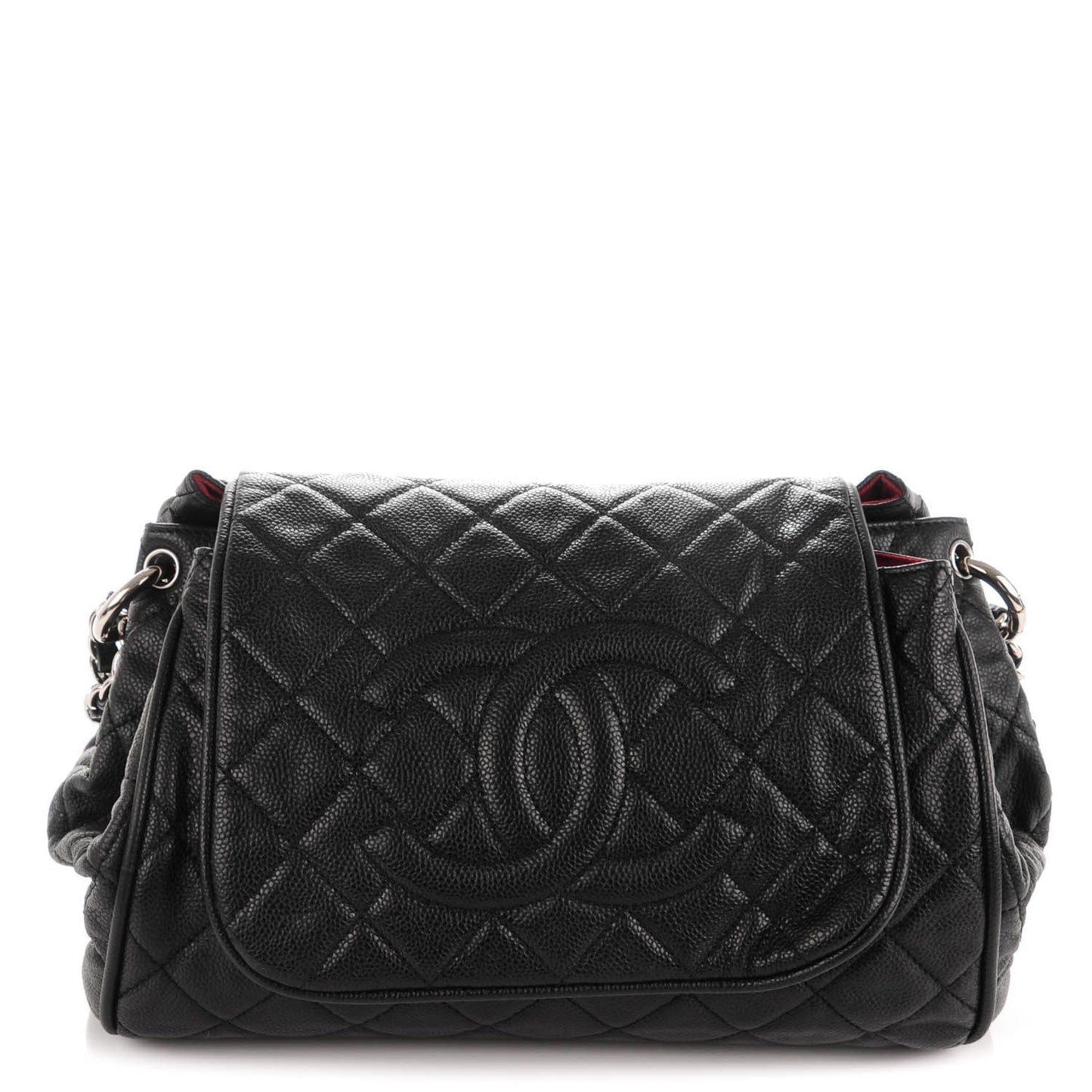 Caviar Quilted Timeless Accordion Flap Black