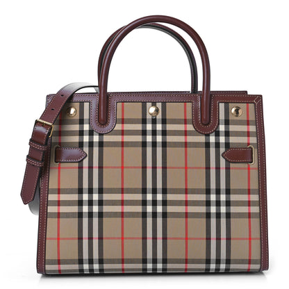 Burberry Calfskin Vintage Check Two Handle Title Bag Archive Beige 1 of 8