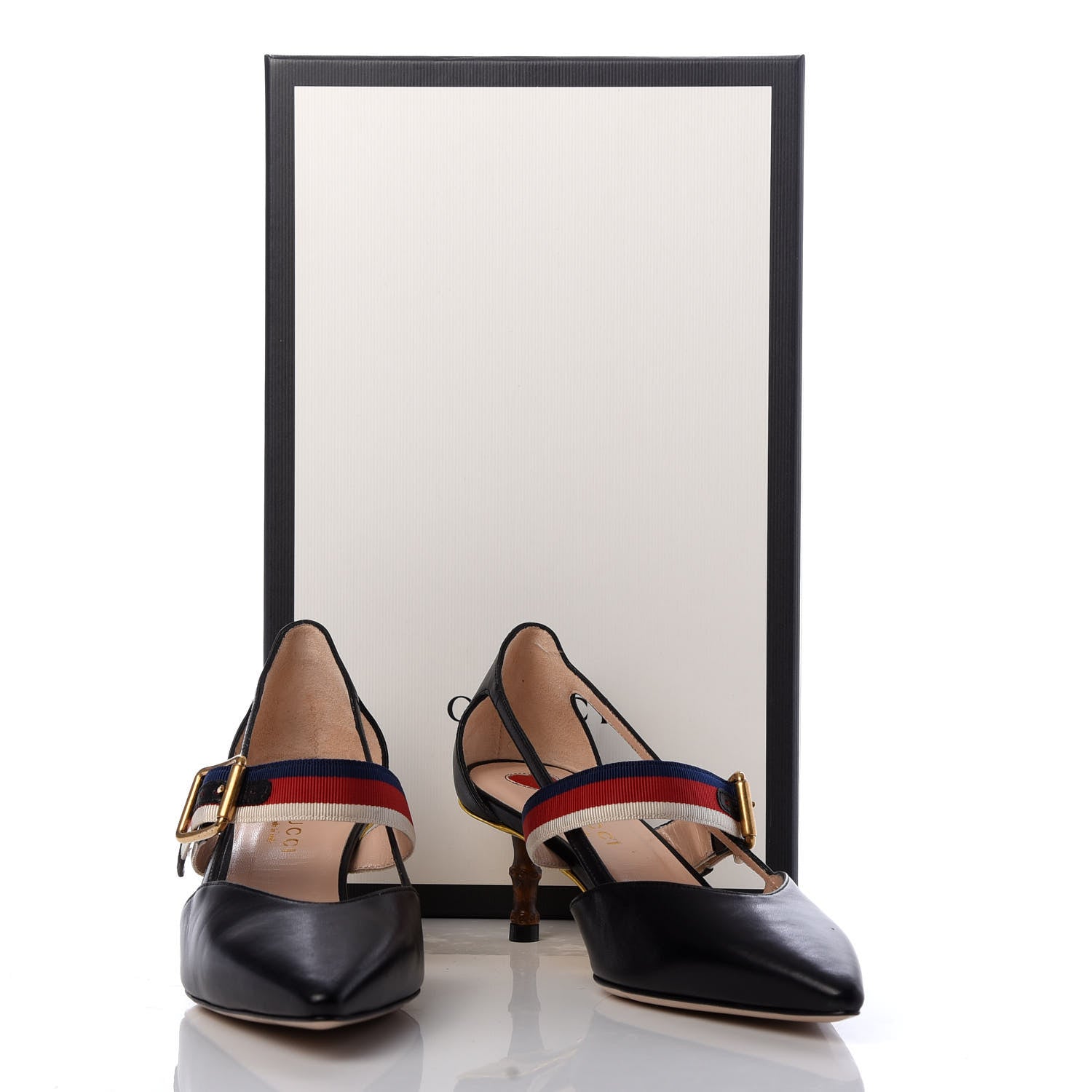 Gucci Malaga Kid Grosgrain Sylvie Web Bamboo Mules 35.5 Black 9 of 9