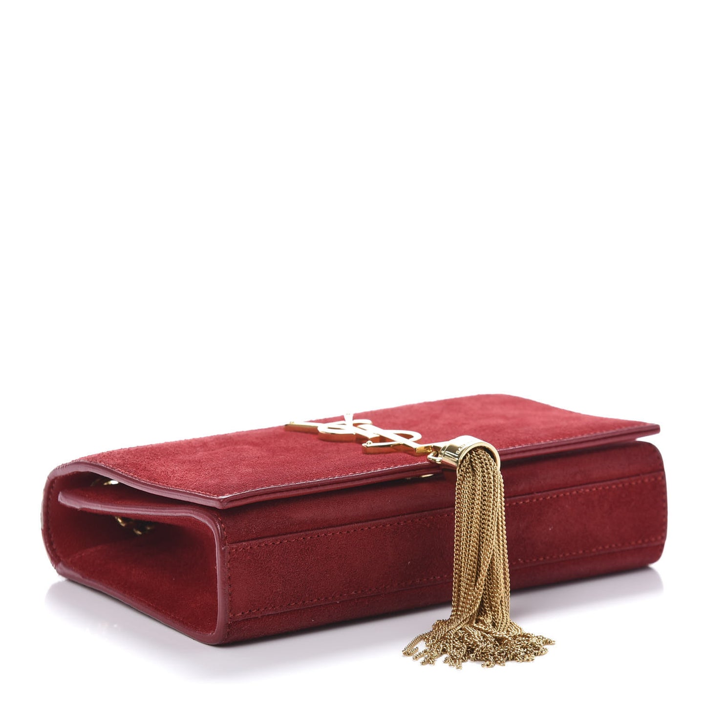 Suede Small Classic Monogram Kate Tassel Satchel Red