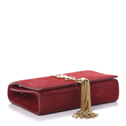 Saint Laurent Suede Small Classic Monogram Kate Tassel Satchel Red 4 of 9