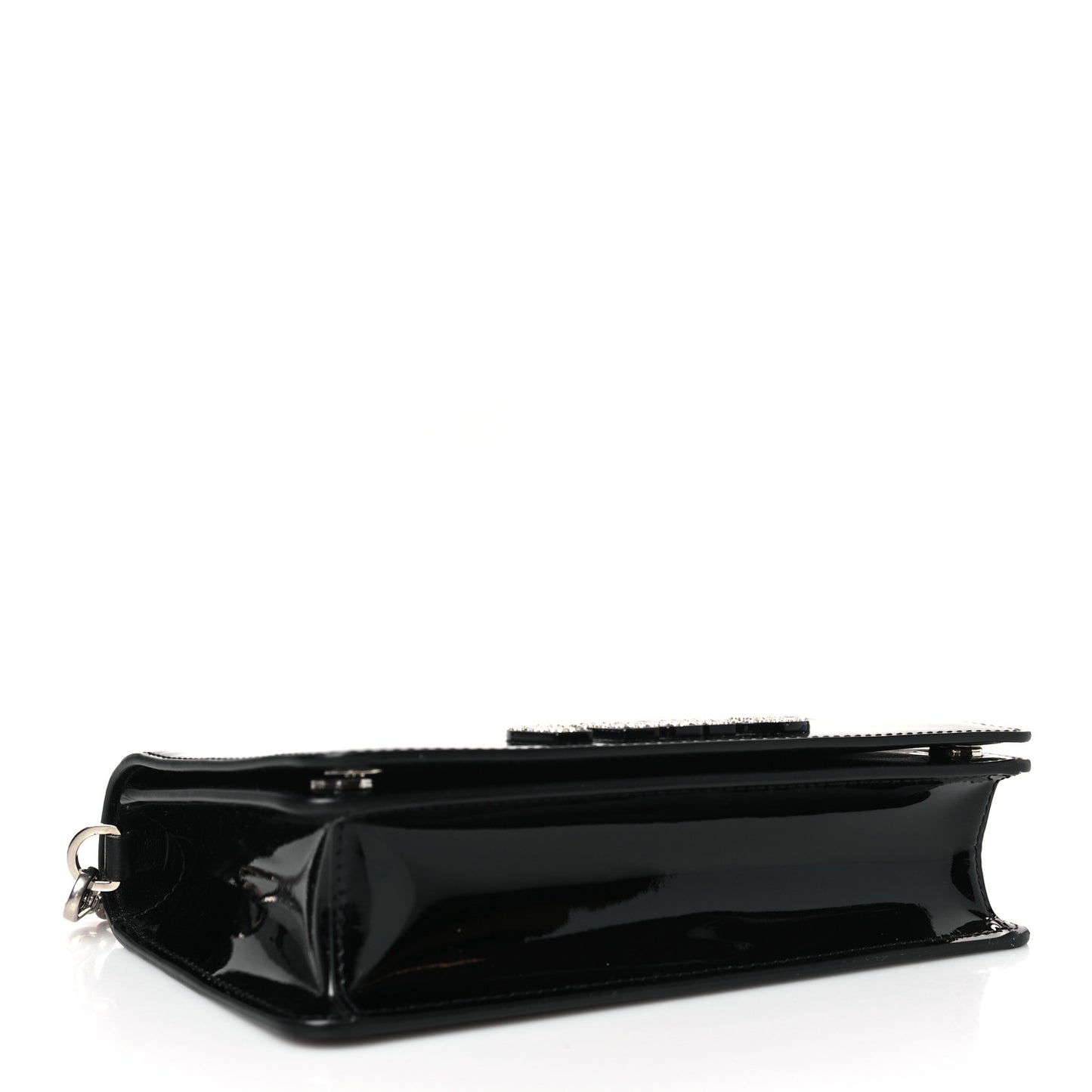 Patent Crystal Logo Mini Crossbody Black