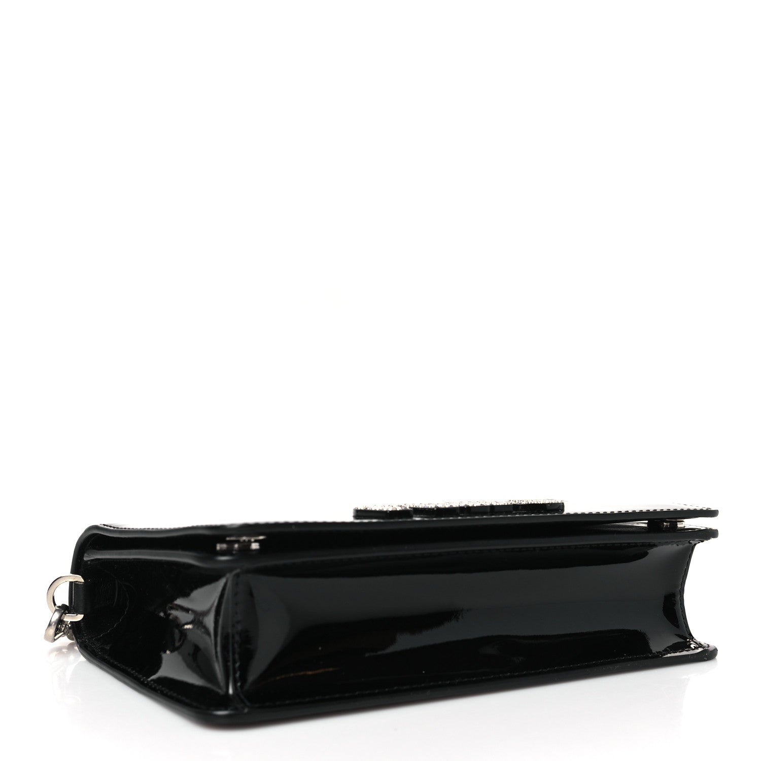 Miu Miu Patent Crystal Logo Mini Crossbody Black 4 of 8