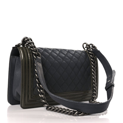 Chanel Goatskin Quilted Patent Medium Duo Boy Flap Grey Green 3 of 9