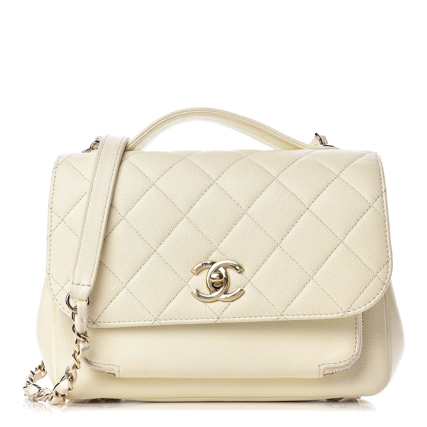 Caviar Quilted Medium Business Affinity Flap Ivory