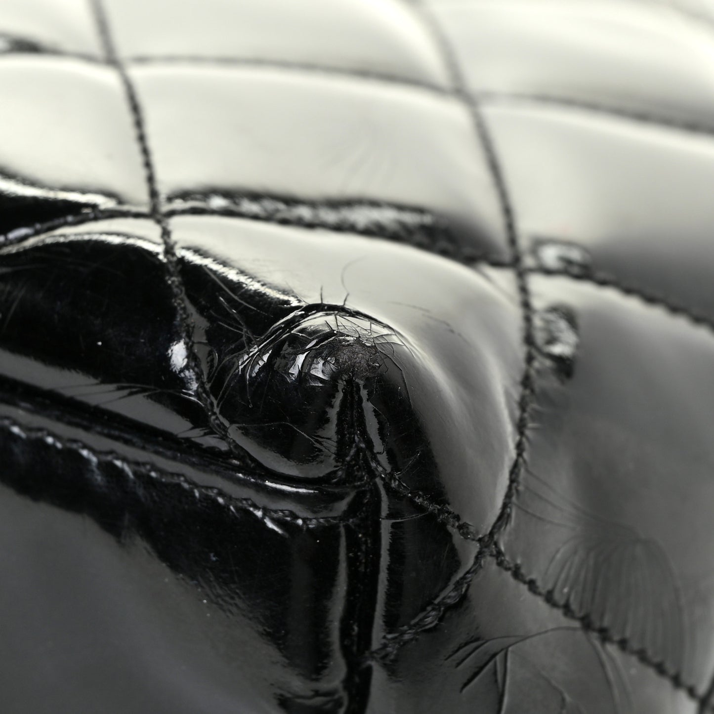 Patent Quilted Tote Black