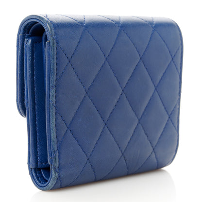 Chanel Lambskin Quilted Small Flap Wallet Blue 3 of 9