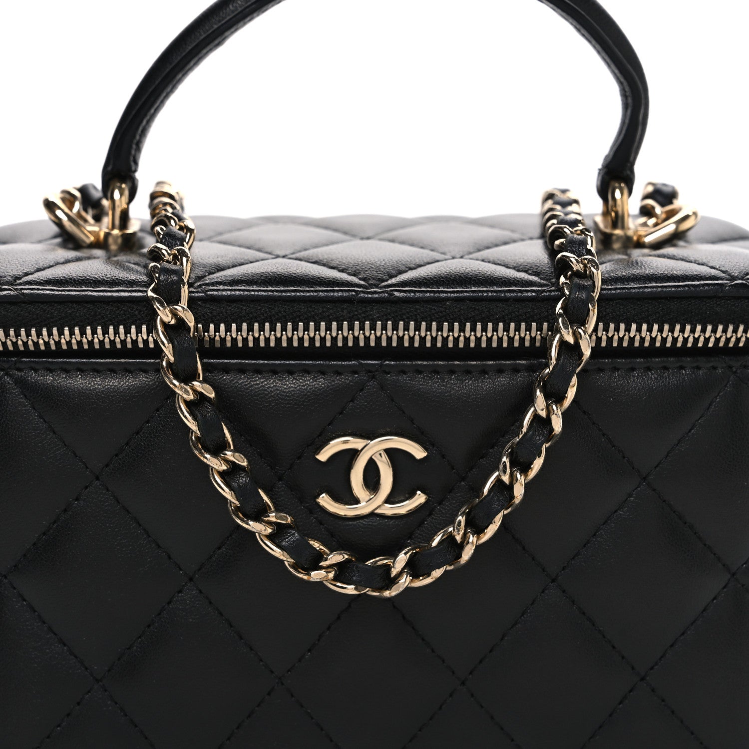 Chanel Lambskin Quilted Small Top Handle Vanity Case With Chain Black 8 of 10