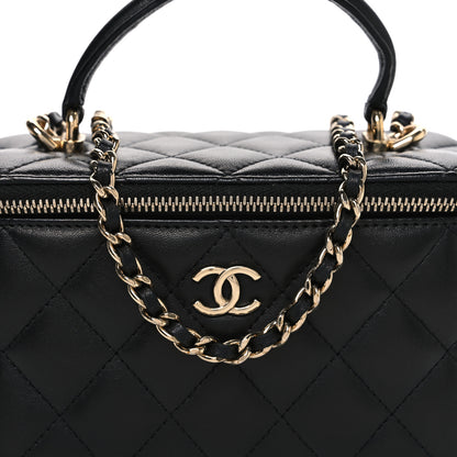 Chanel Lambskin Quilted Small Top Handle Vanity Case With Chain Black 8 of 10