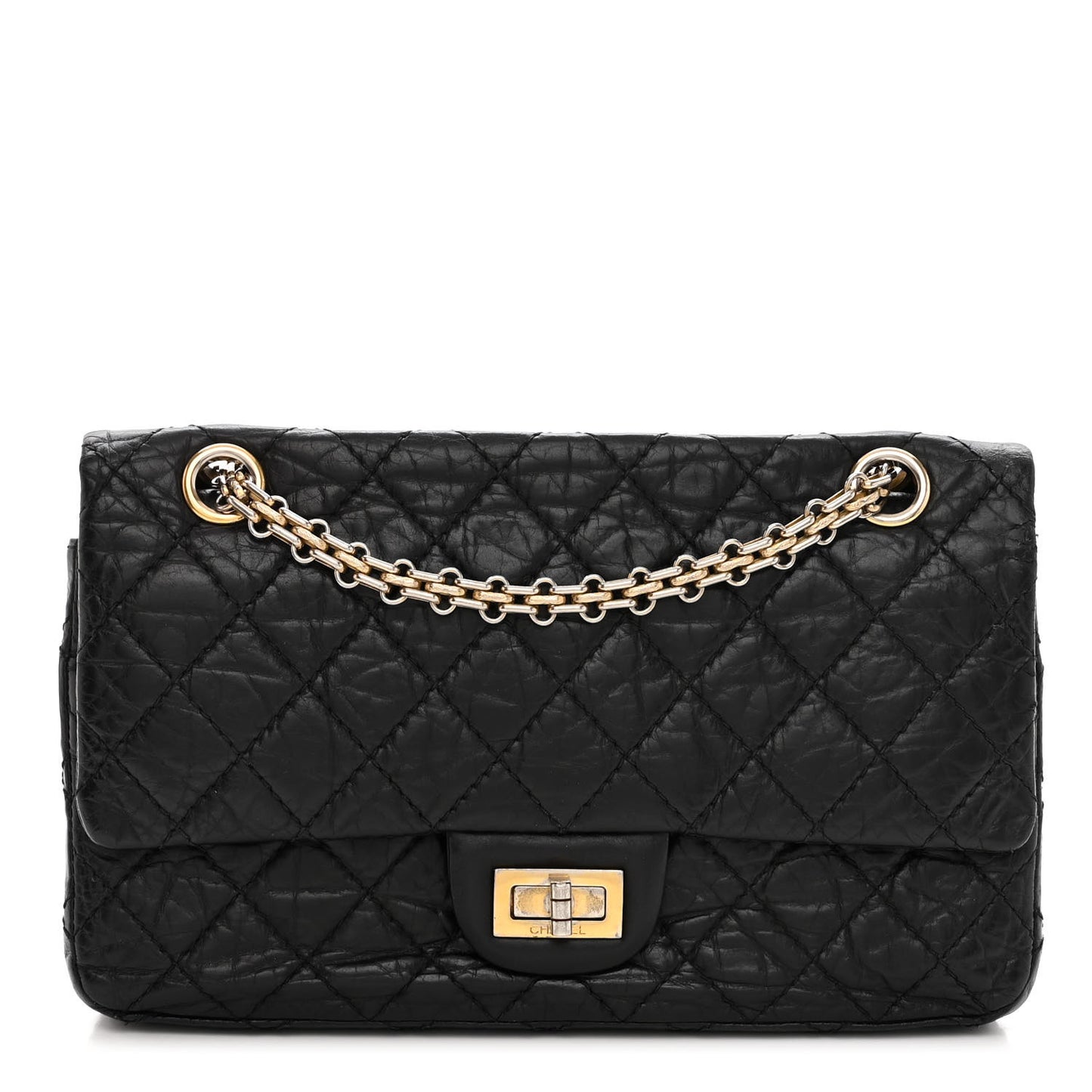 Aged Calfskin Quilted 2.55 Reissue 225 Flap Black
