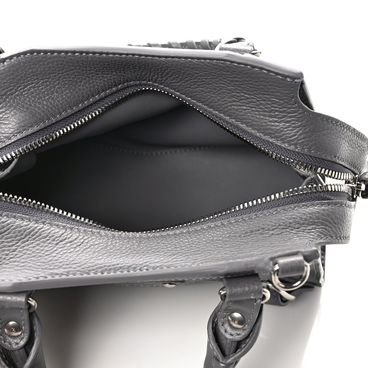 Grained Calfskin Neo Classic Silver Hardware Mini City Dark Grey