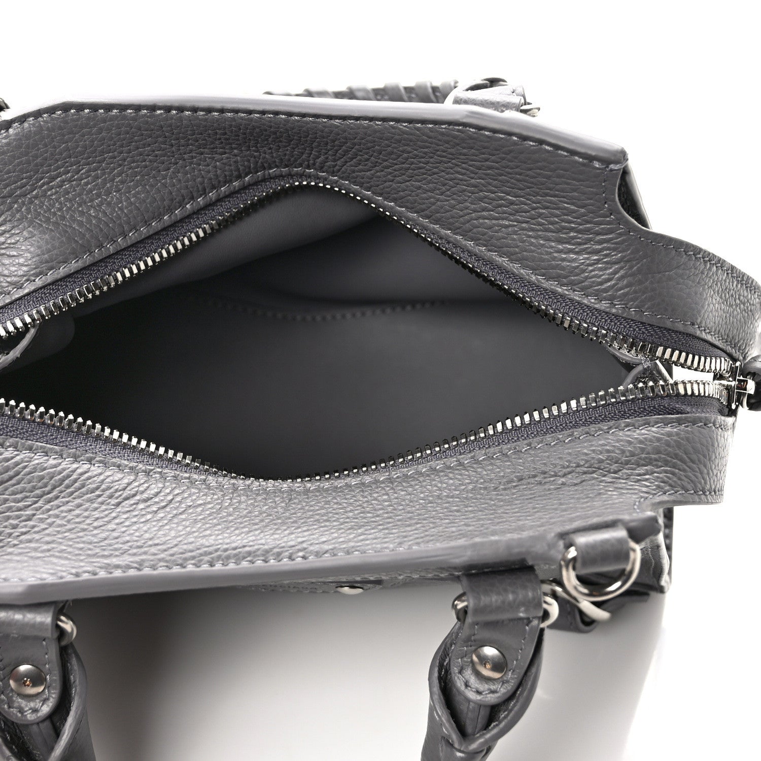 Balenciaga Grained Calfskin Neo Classic Silver Hardware Mini City Dark Grey 5 of 11