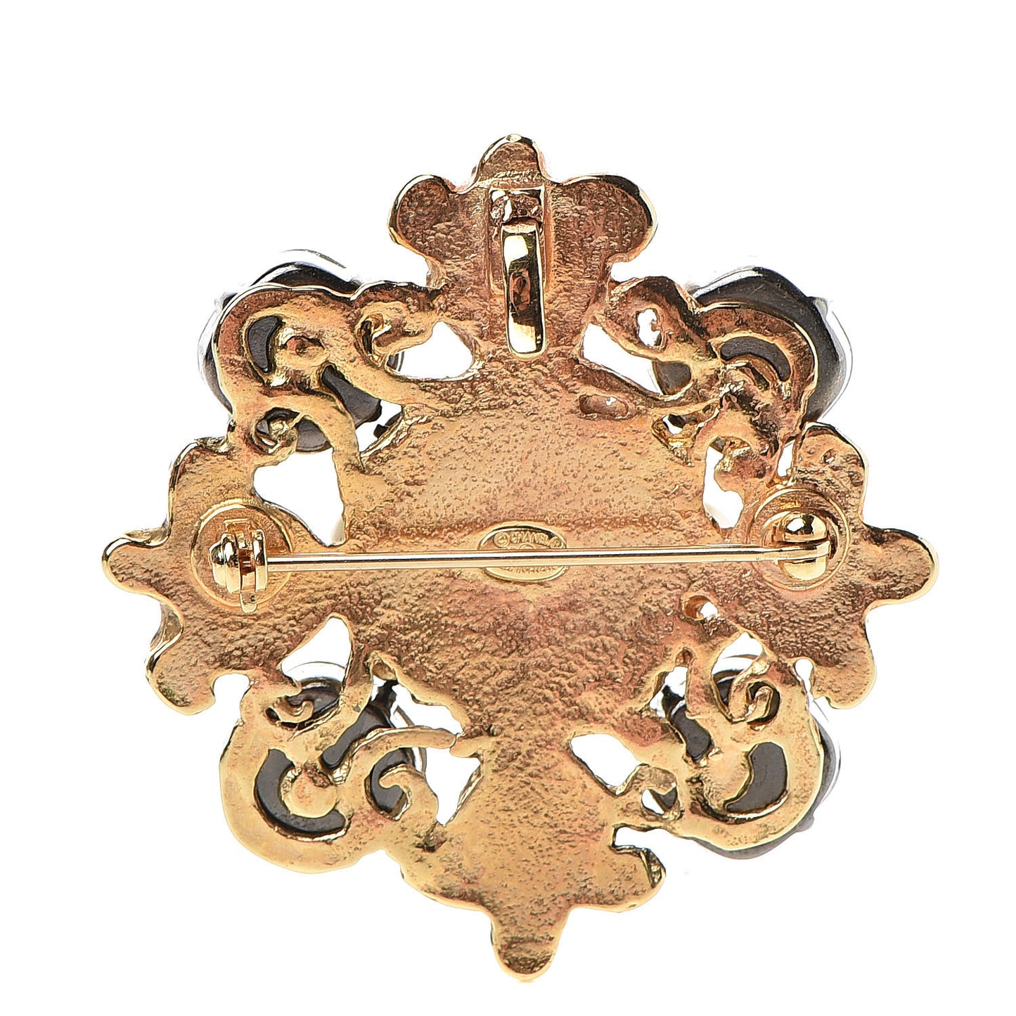 Crystal Pearl CC Brooch Gold Multicolor