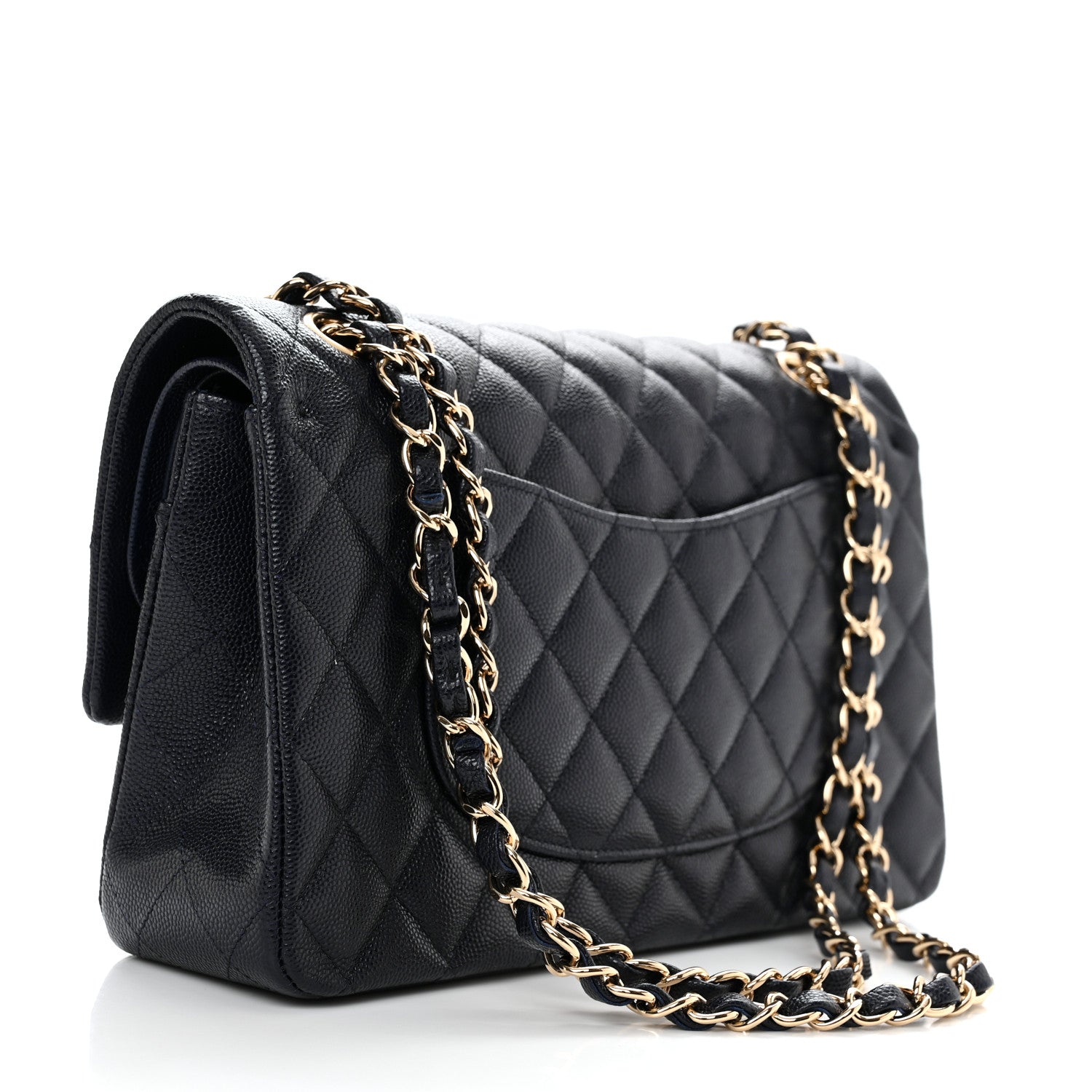 Chanel Caviar Quilted Medium Double Flap Dark Blue 2 of 10