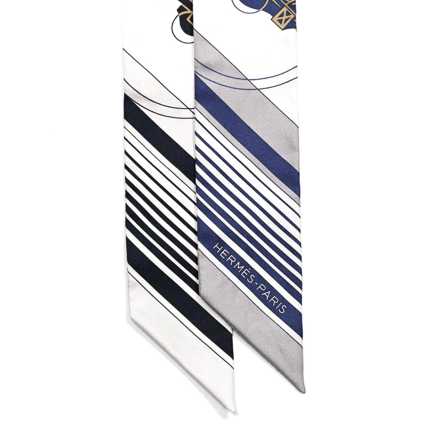 Silk Ex-Libris Twilly White Marine Gris