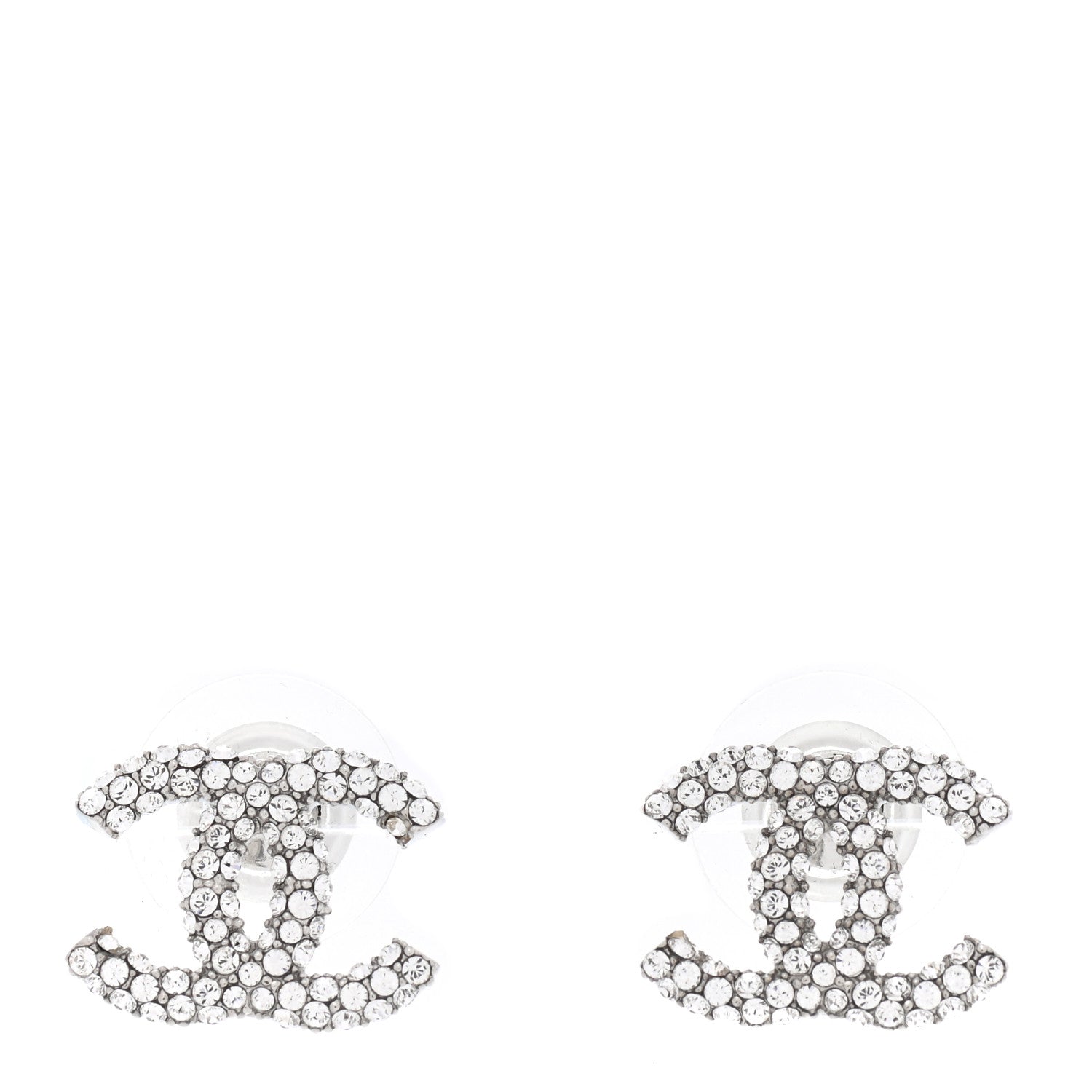 Chanel Crystal CC Earrings Silver 1 of 5