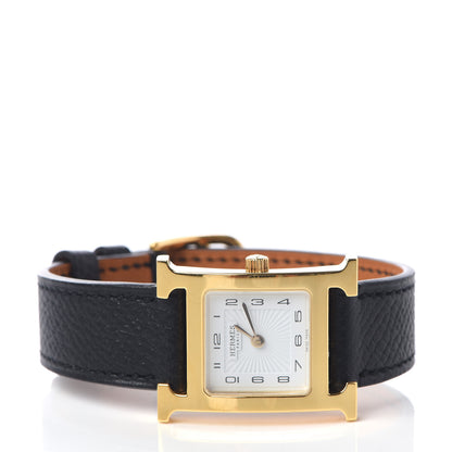Hermes Stainless Steel Epsom 21mm Heure H Hour Quartz Watch Noir 3 of 9