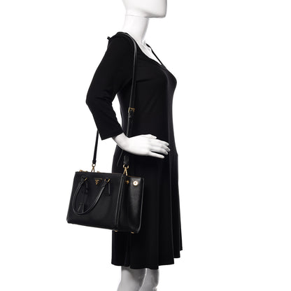 Prada Saffiano Small Galleria Double Zip Tote Black 2 of 15