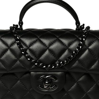 Chanel Lambskin Quilted Mini Top Handle Rectangular Flap So Black 9 of 11