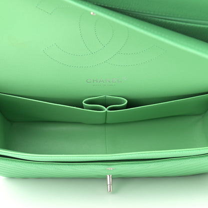 Chanel Caviar Chevron Quilted Jumbo Double Flap Green 4 of 8