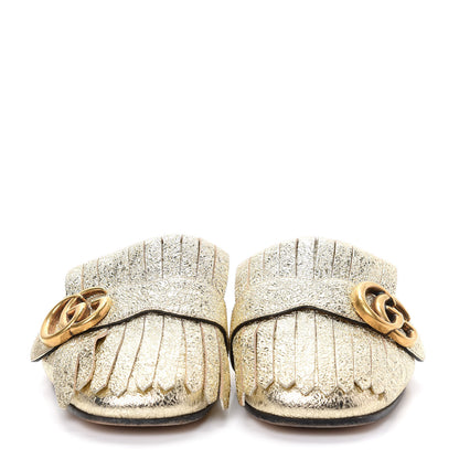 Gucci Galassia Womens GG Marmont Fringe Slippers 36 Platino 2 of 10